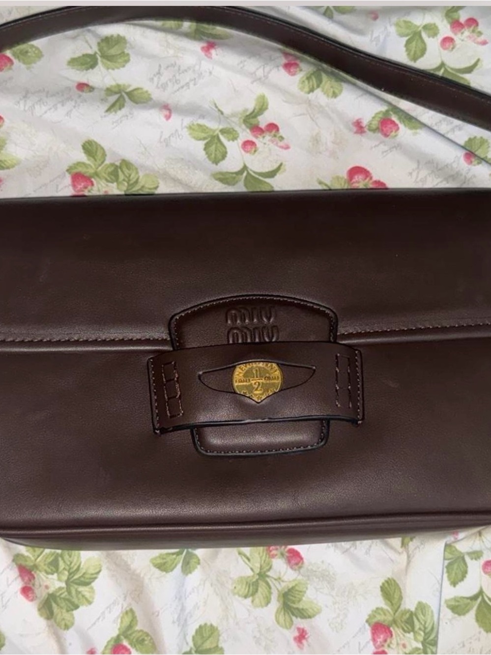 Miu Miu Dark Brown Leather Messenger Shoulder Bag